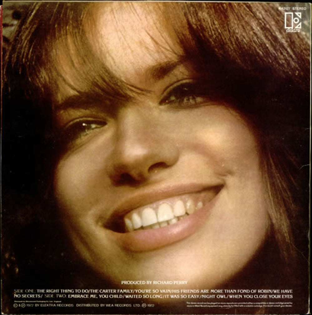 Carly Simon No Secrets - 1st - Hype Stickered UK vinyl LP album (LP record) CALLPNO252088