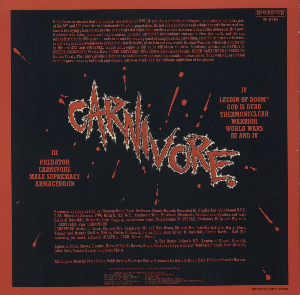 Carnivore Carnivore Dutch vinyl LP album (LP record)