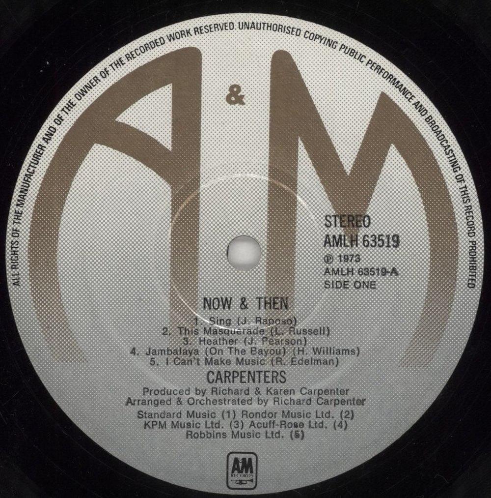 Carpenters Now & Then UK vinyl LP album (LP record) CRPLPNO371611