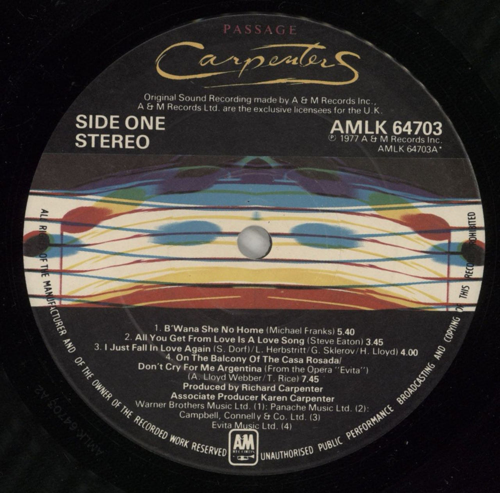 Carpenters Passage UK vinyl LP album (LP record) CRPLPPA454841