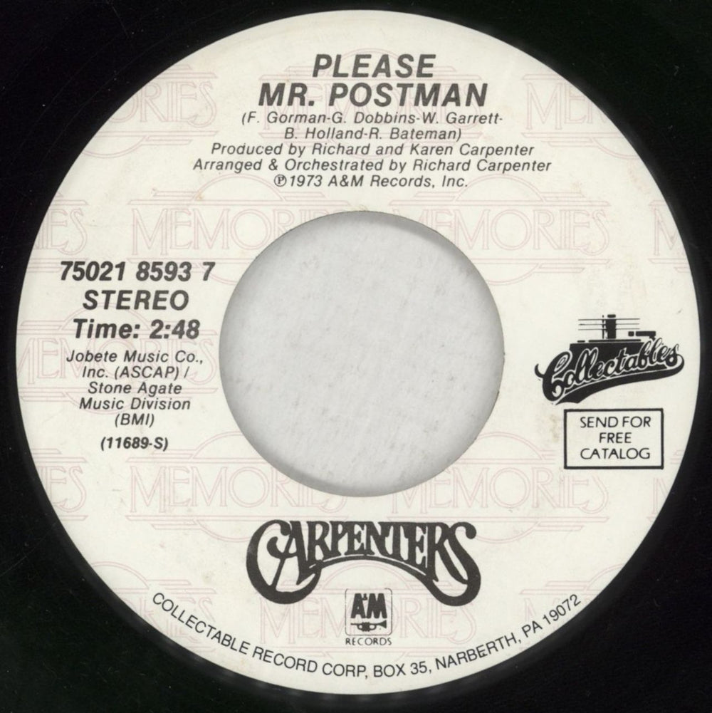 Carpenters Please Mr Postman US 7" vinyl single (7 inch record / 45) 7502185937