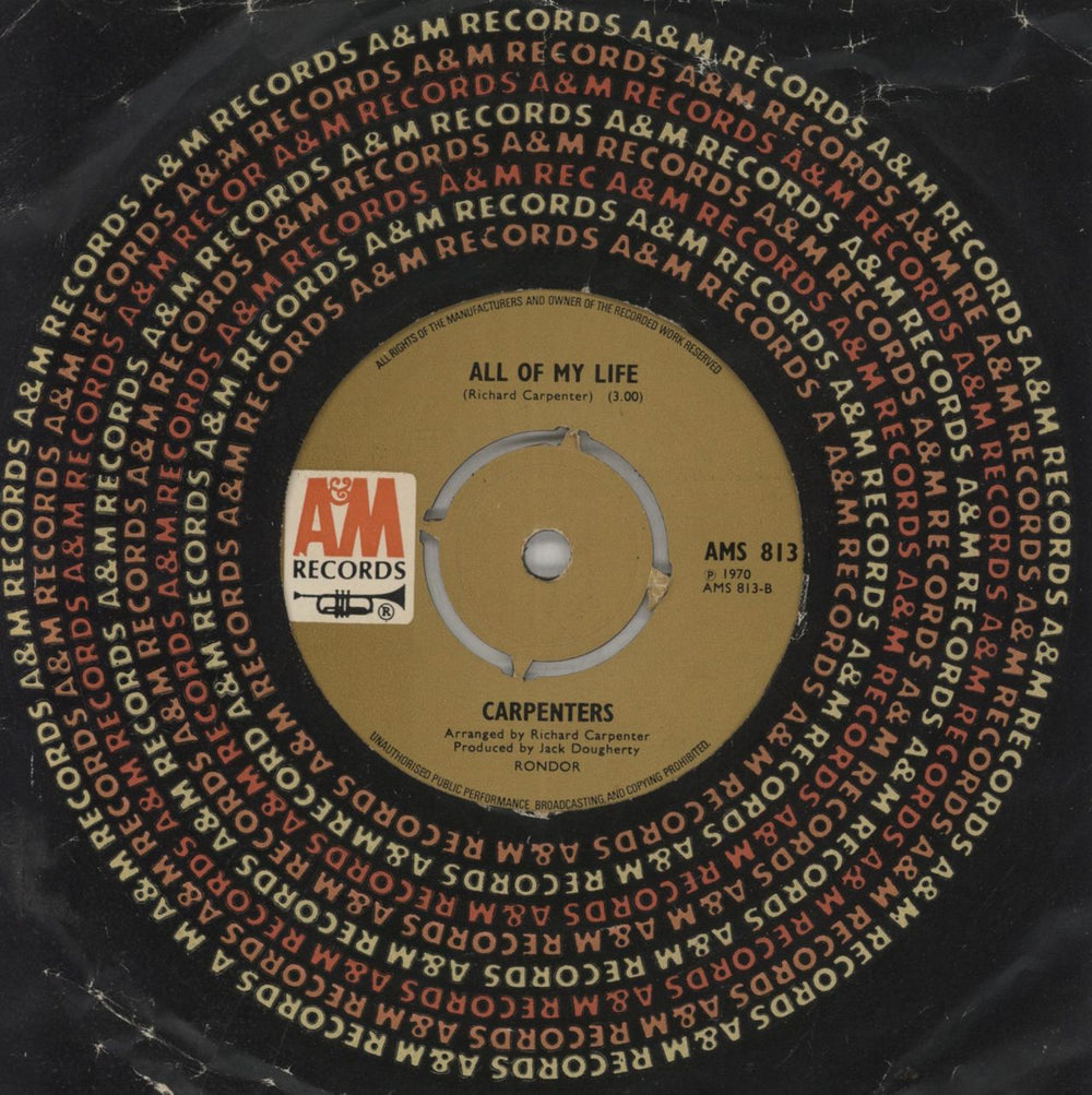 Carpenters We've Only Just Begun UK 7" vinyl single (7 inch record / 45)