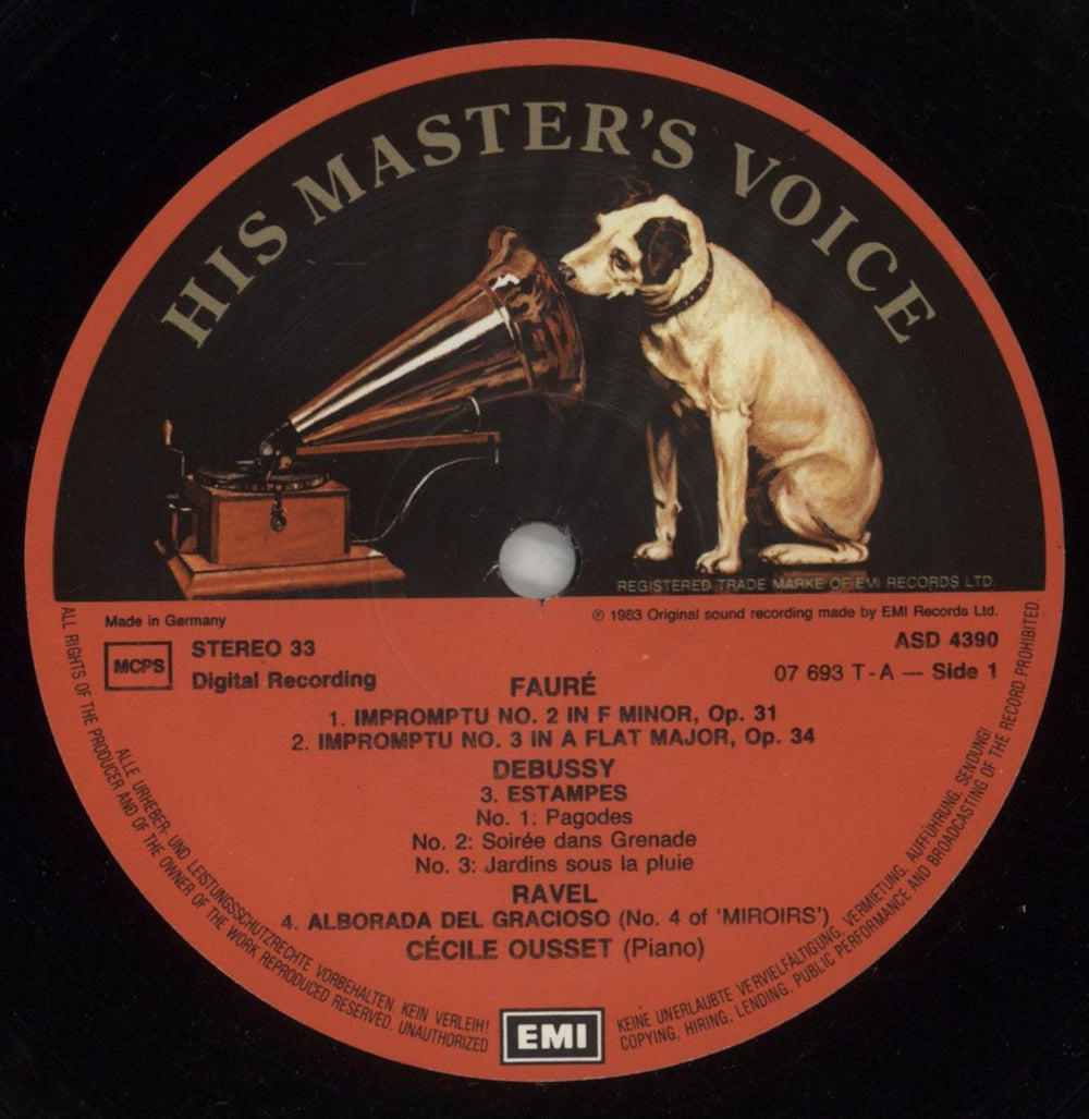 Cécile Ousset Plays French Piano Music German Vinyl LP — RareVinyl.com