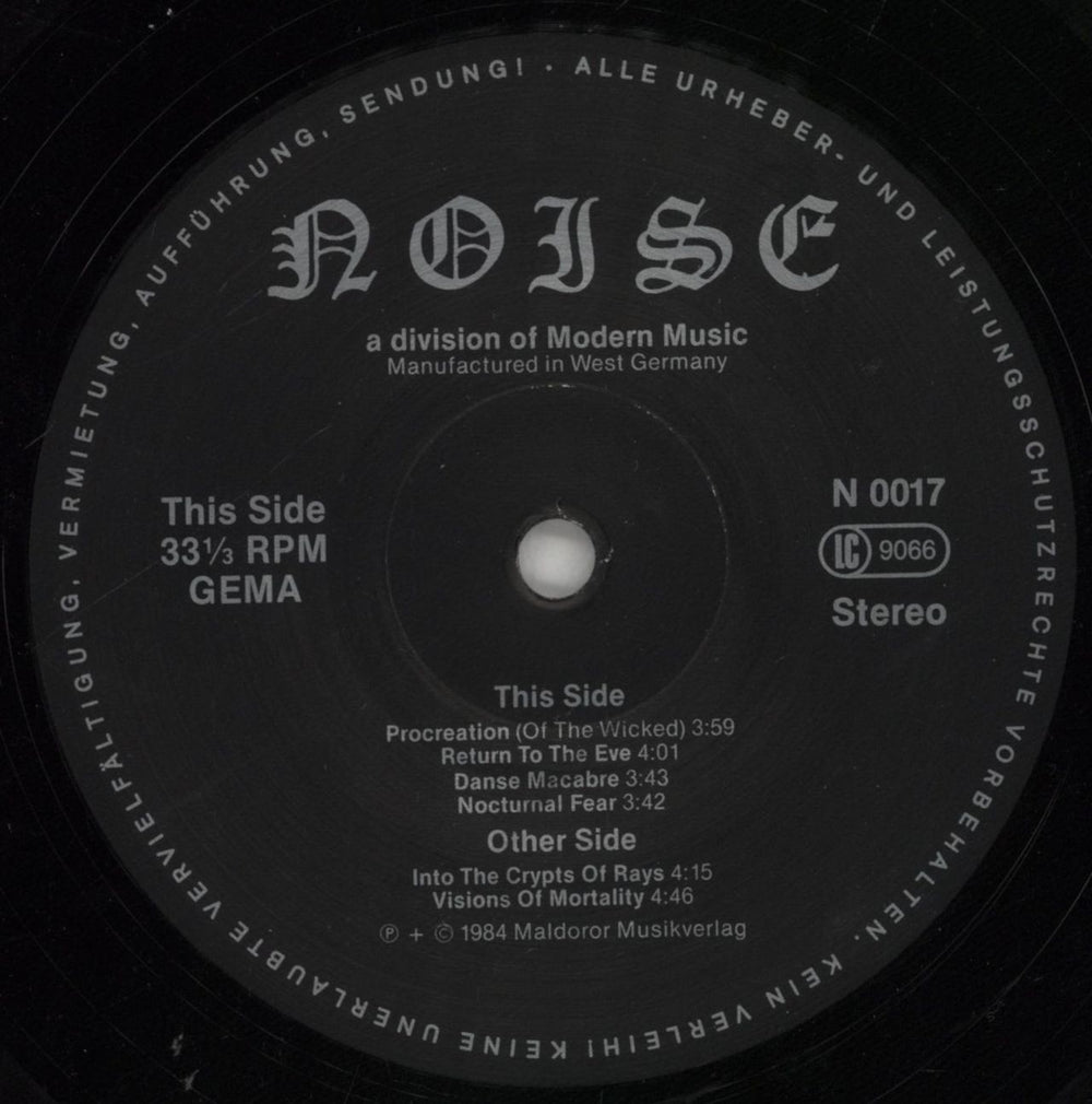 Celtic Frost Morbid Tales German vinyl LP album (LP record) CEFLPMO525605