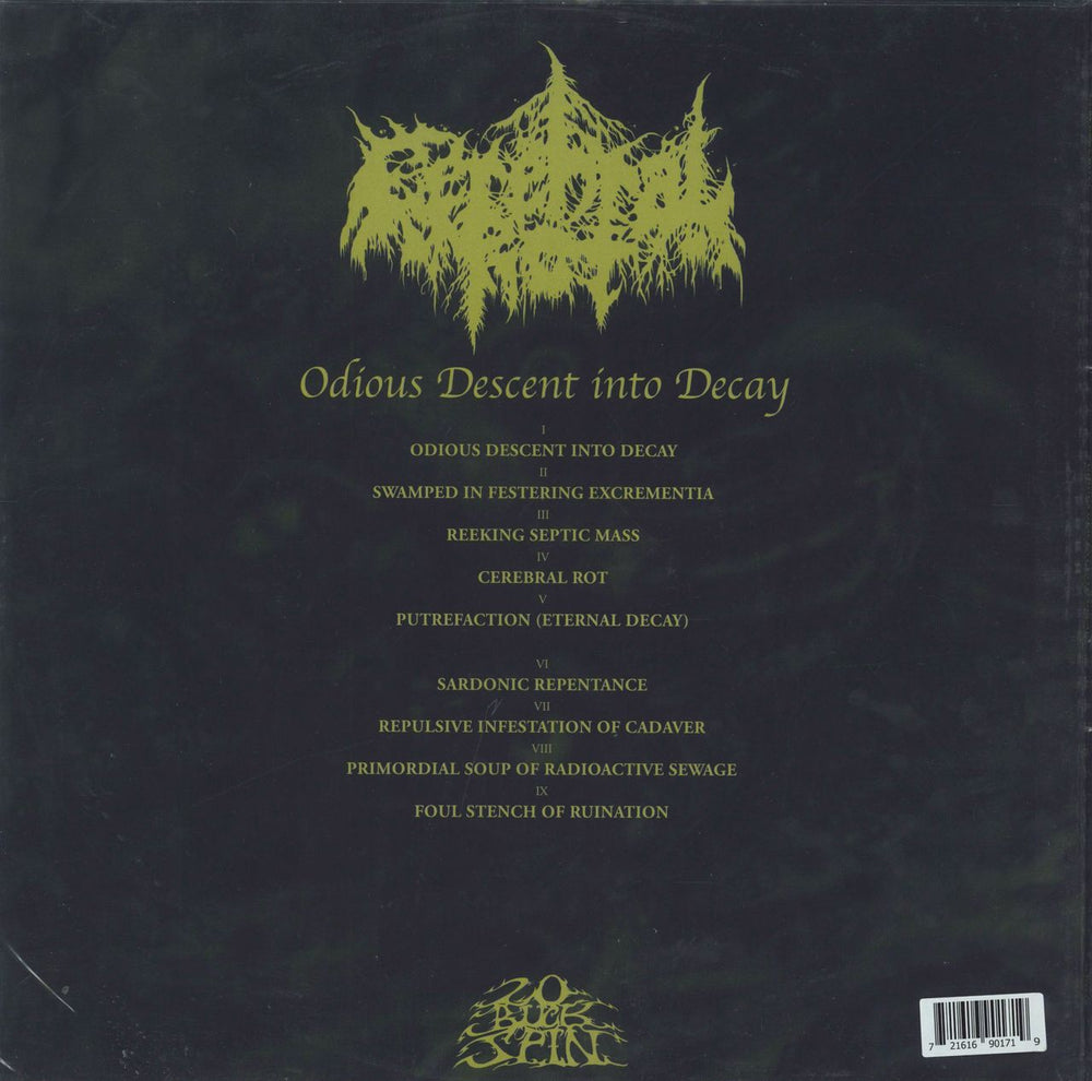 Cerebral Rot Odious Descent Into Decay - Neon Green Vinyl US vinyl LP album (LP record) 721616901719