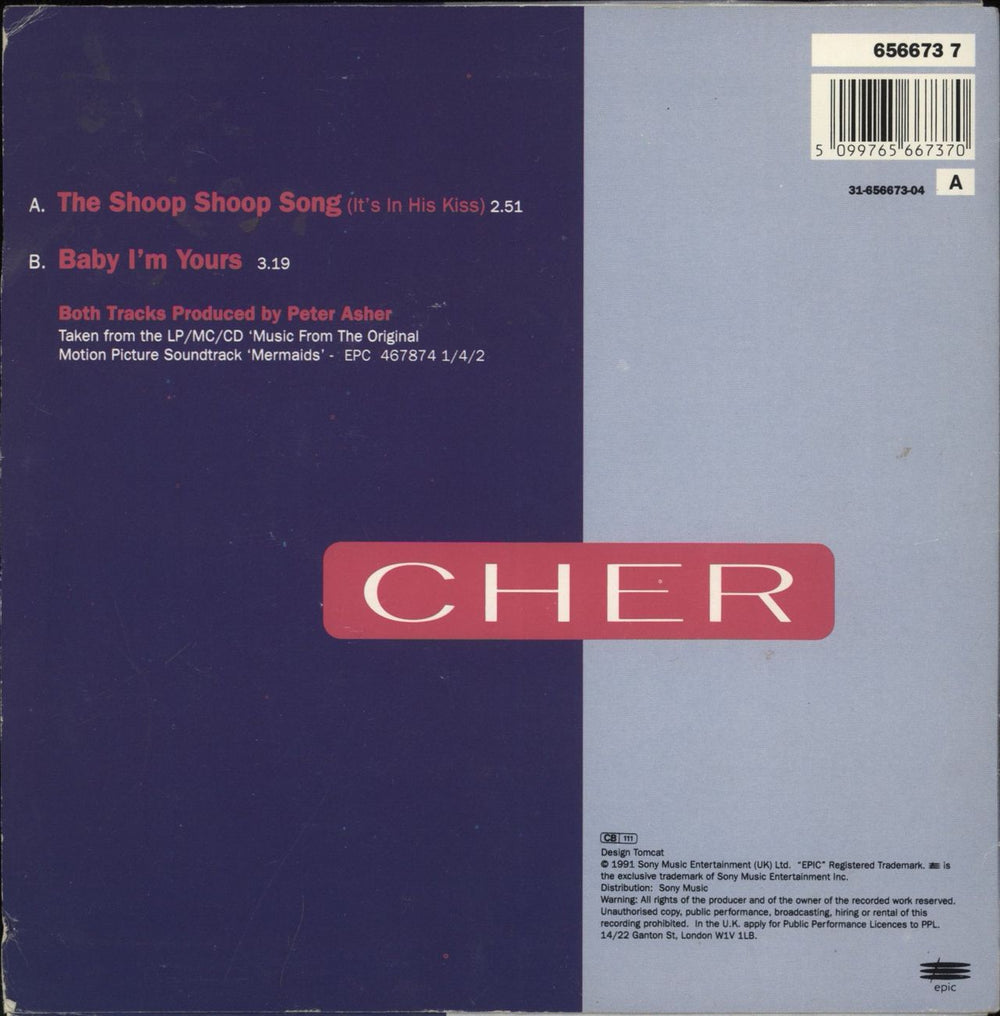 Cher The Shoop Shoop Song (It's In His Kiss) Dutch 7" vinyl single (7 inch record / 45) 5099765667370