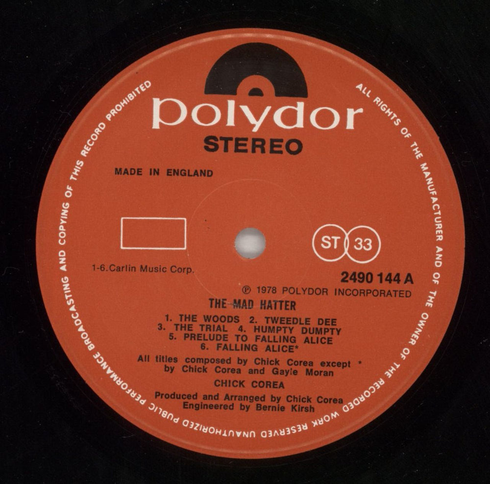 Chick Corea The Mad Hatter UK vinyl LP album (LP record) CKCLPTH313943