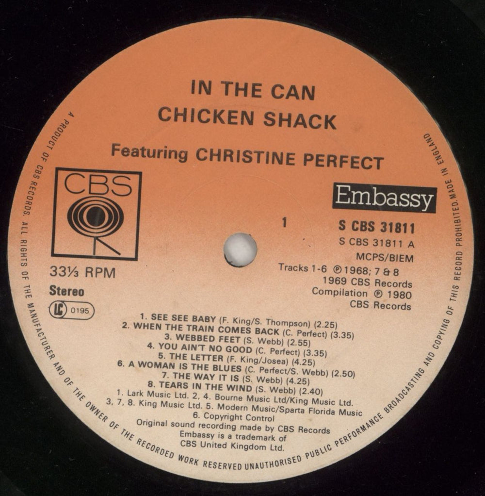 Chicken Shack In The Can UK vinyl LP album (LP record) CHSLPIN257598