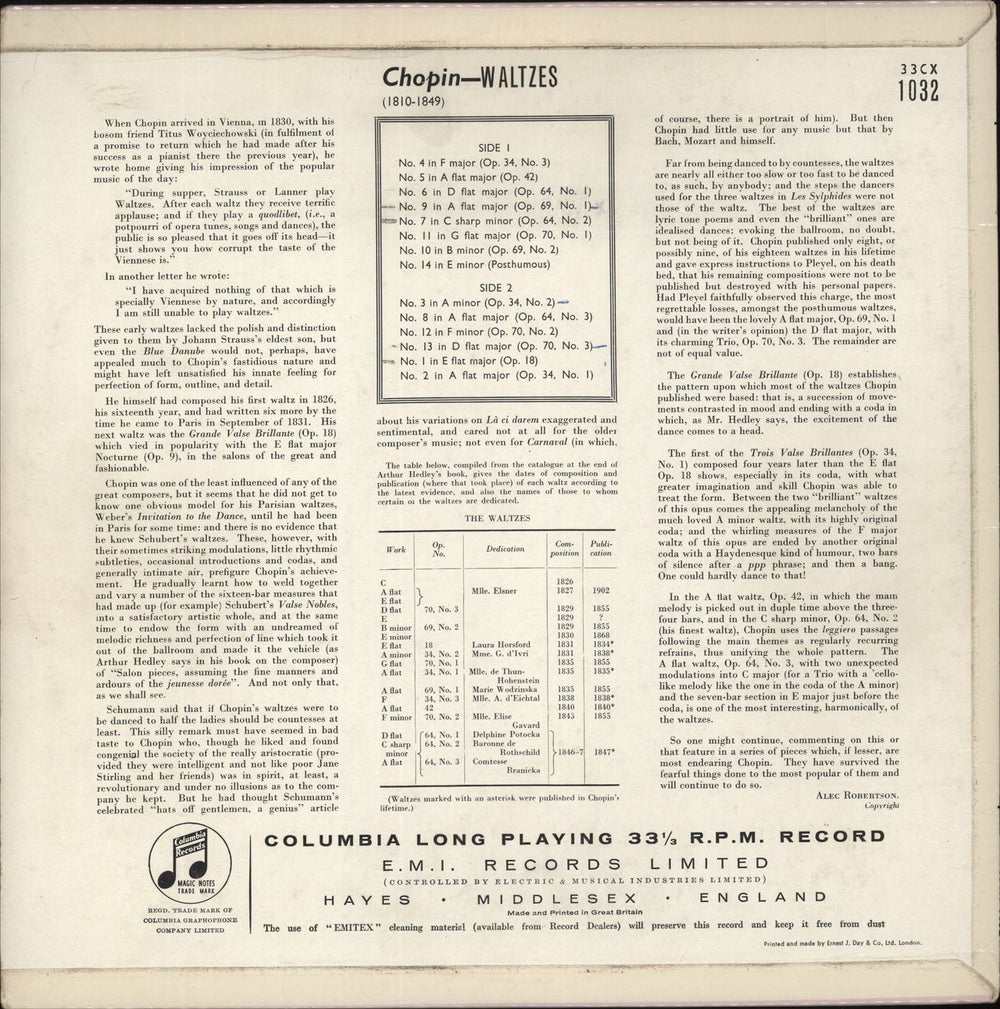 Chopin Chopin: Waltzes UK vinyl LP album (LP record)