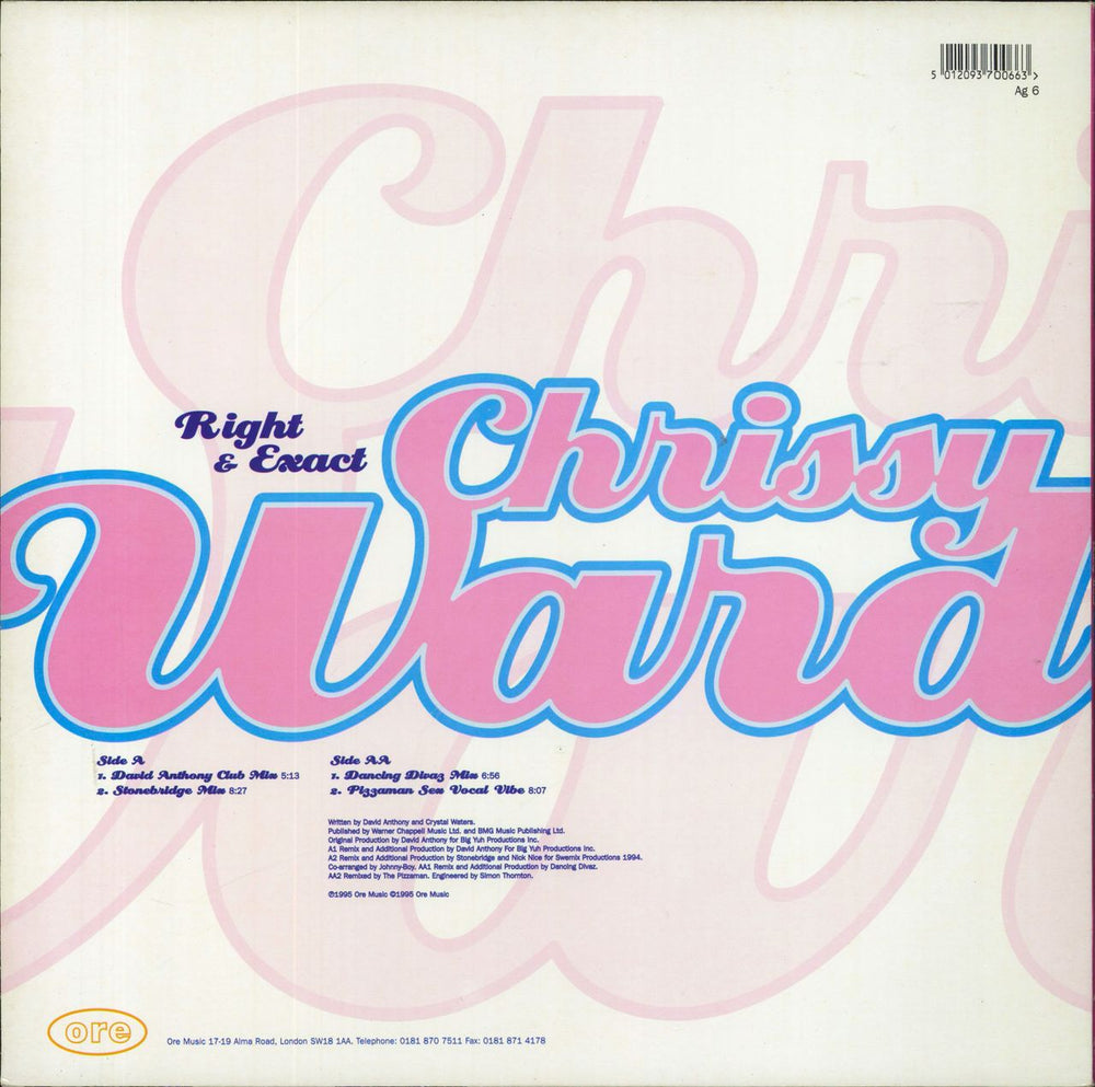 Chrissy Ward Right & Exact UK 12" vinyl single (12 inch record / Maxi-single) 5012093700663