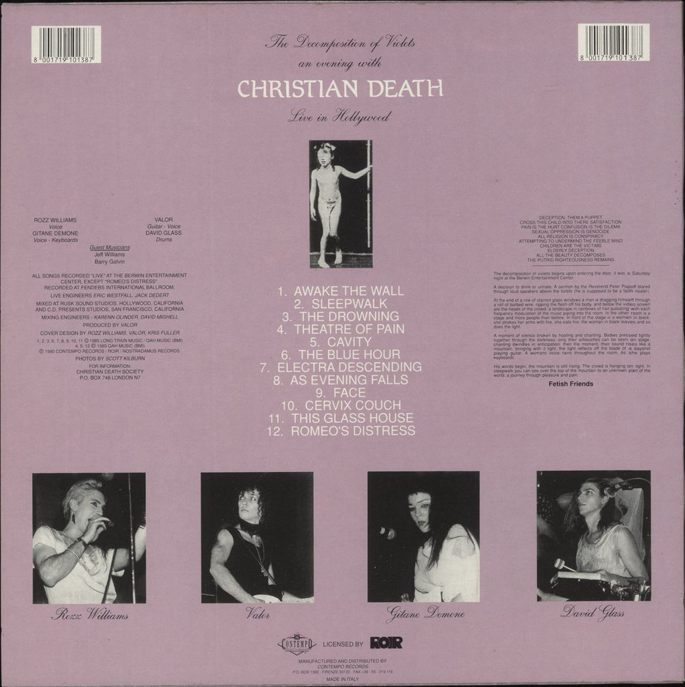Christian Death The Decomposition Of Violets - Live In Hollywood Italian vinyl LP album (LP record) 8001719101387
