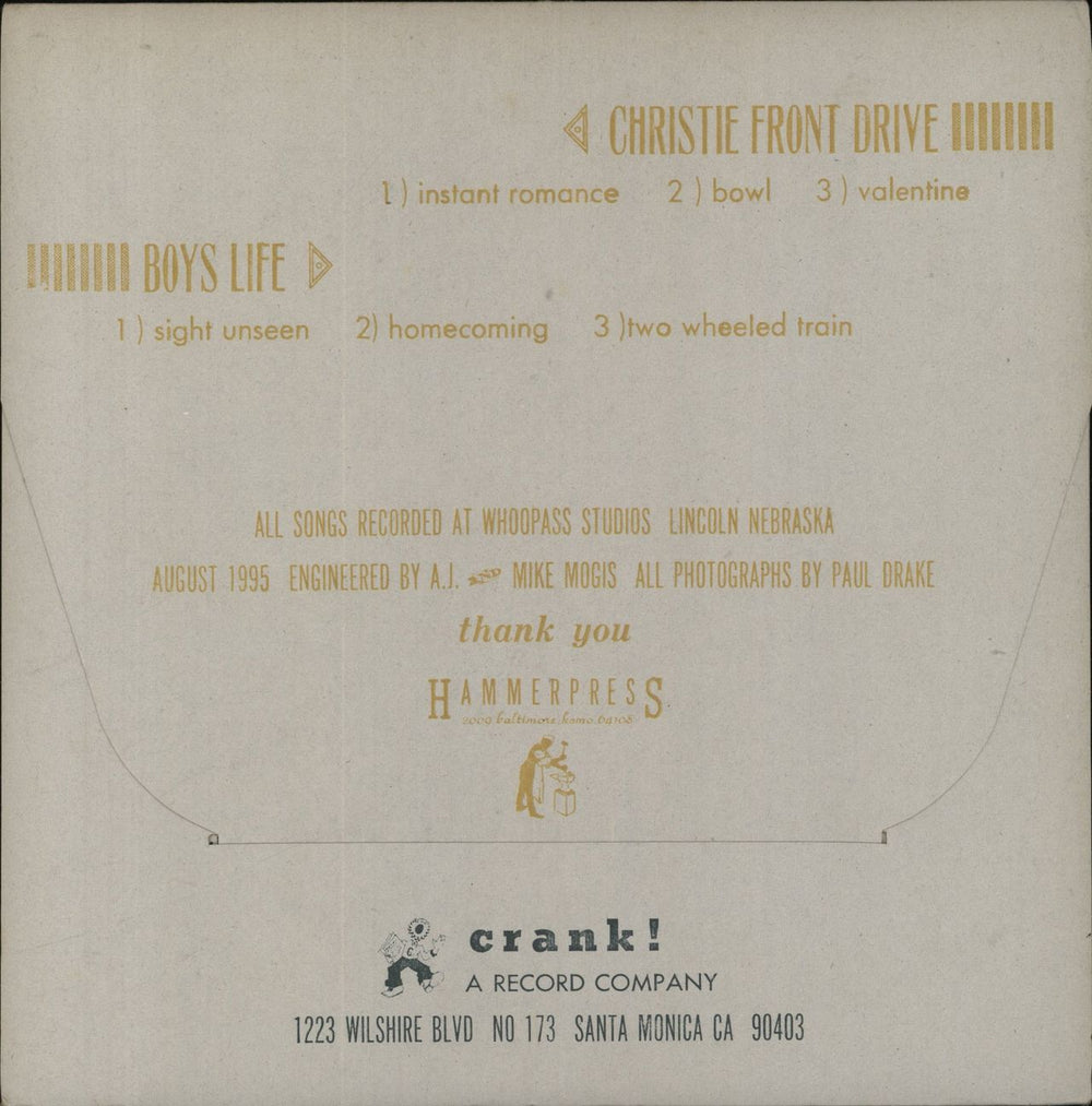 Christie Front Drive Boys Life / Christie Front Drive US 10" vinyl single (10 inch record)