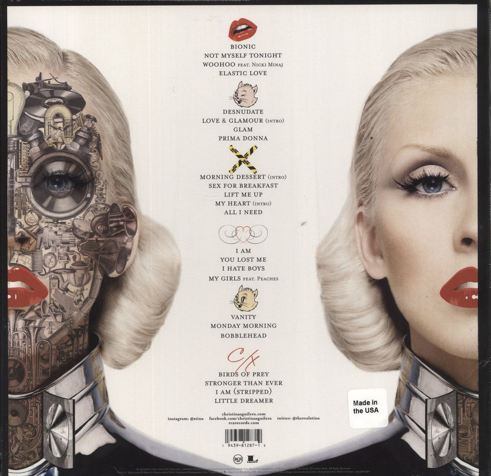 Christina Aguilera Bionic - Clear with Black & Grey Splatter Vinyl US 3-LP vinyl record set (Triple LP Album) 194398128719