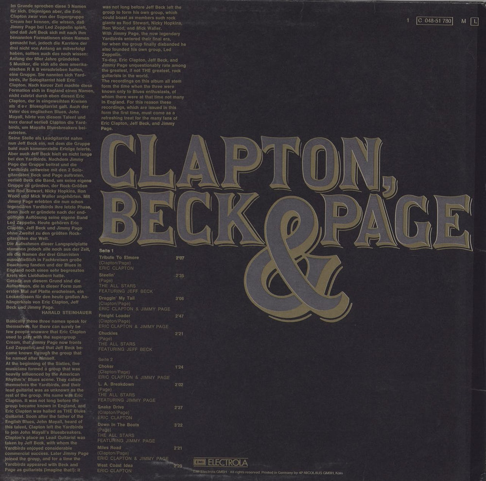 Clapton, Beck & Page Clapton, Beck & Page German vinyl LP album (LP record)