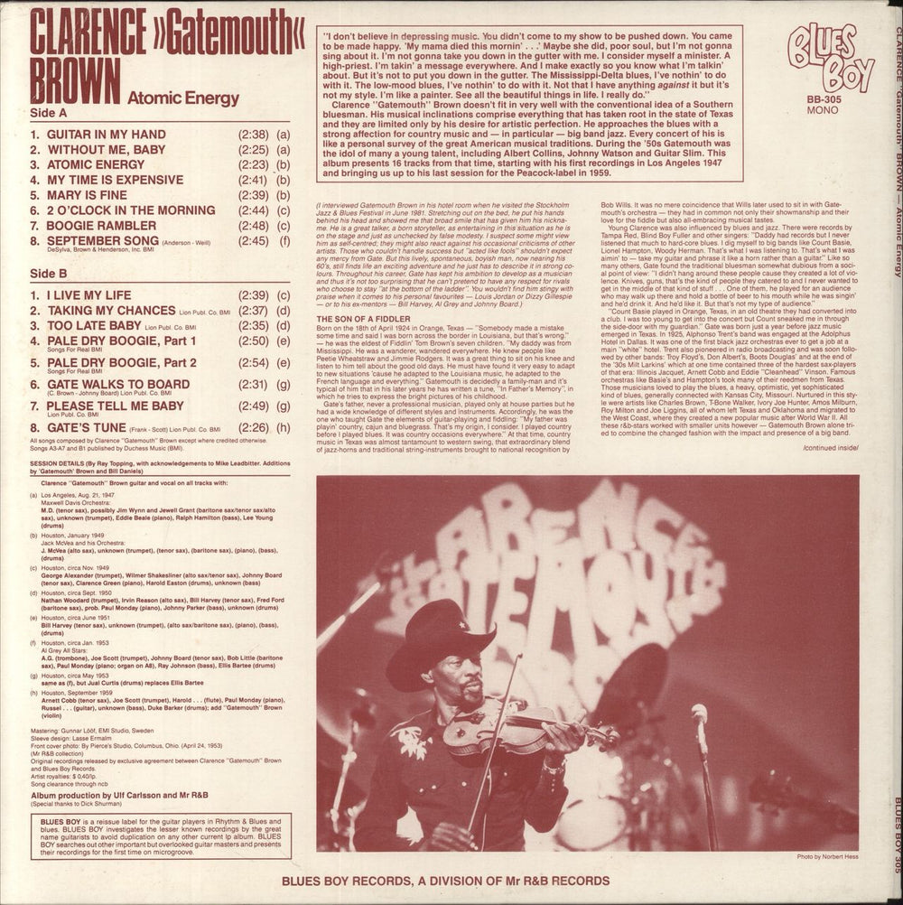 Clarence 'Gatemouth' Brown Atomic Energy Swedish vinyl LP album (LP record)
