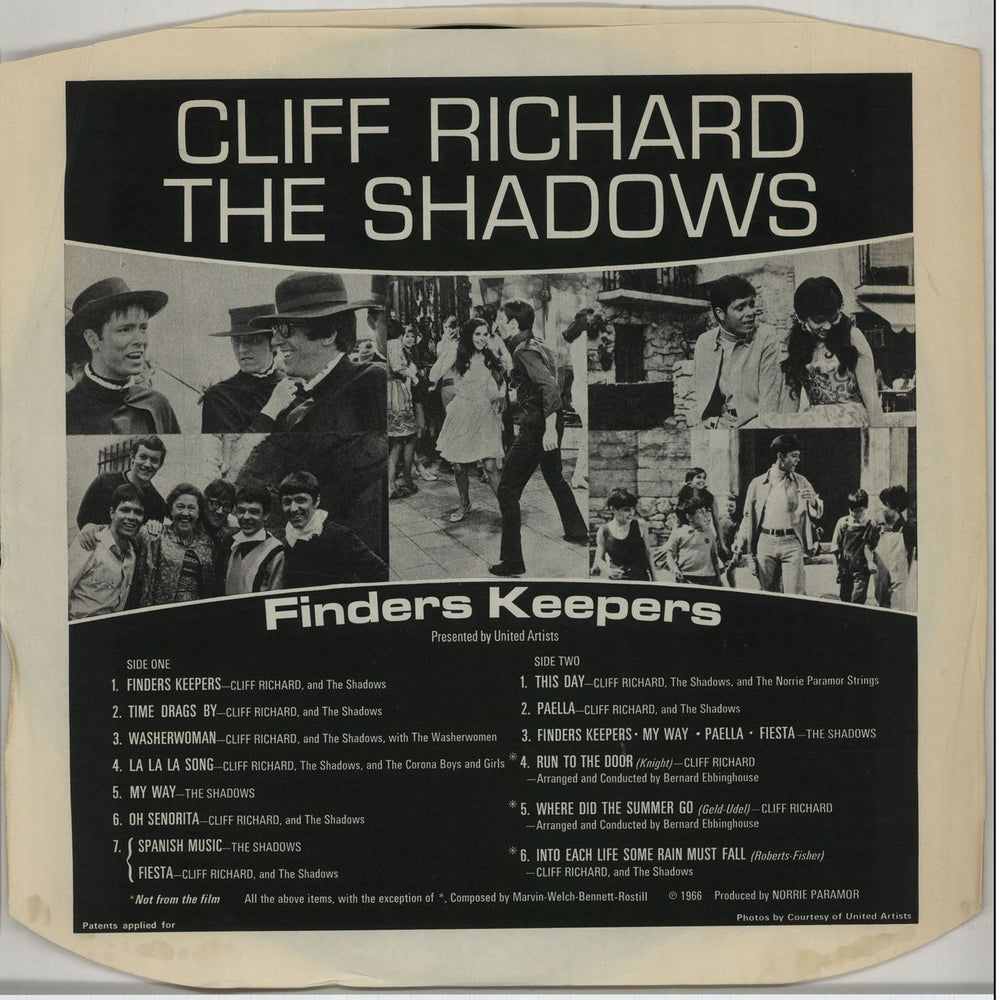 Cliff Richard Finders Keepers + Inner UK vinyl LP album (LP record)