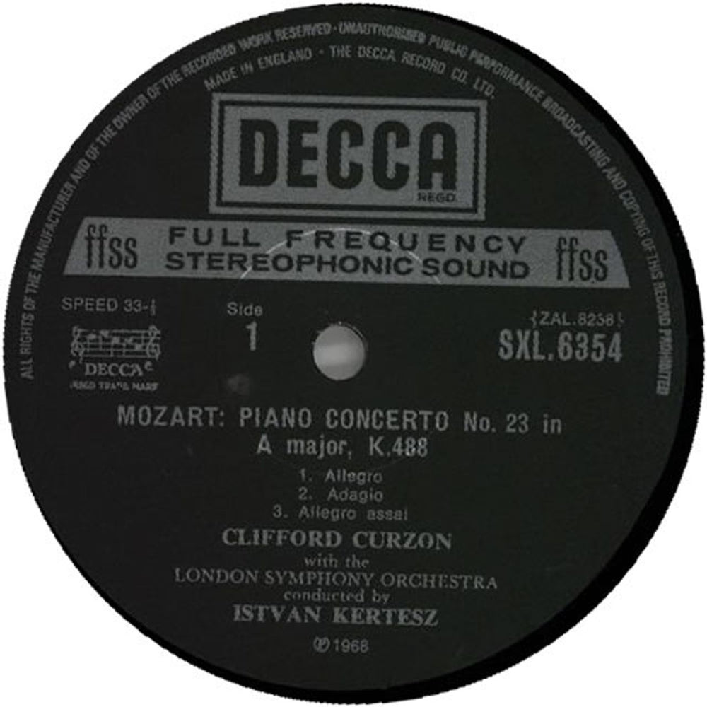 Clifford Curzon Mozart: Piano Concertos Nos. 23 & 24 - NB UK vinyl LP album (LP record) H9ILPMO524382