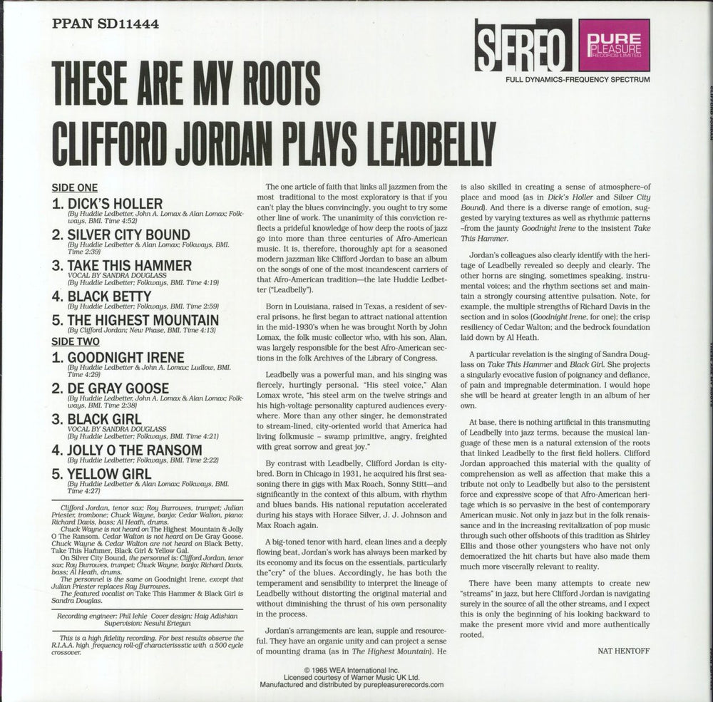 Clifford Jordan These Are My Roots - Clifford Jordan Plays Leadbelly US vinyl LP album (LP record) CJ0LPTH845058