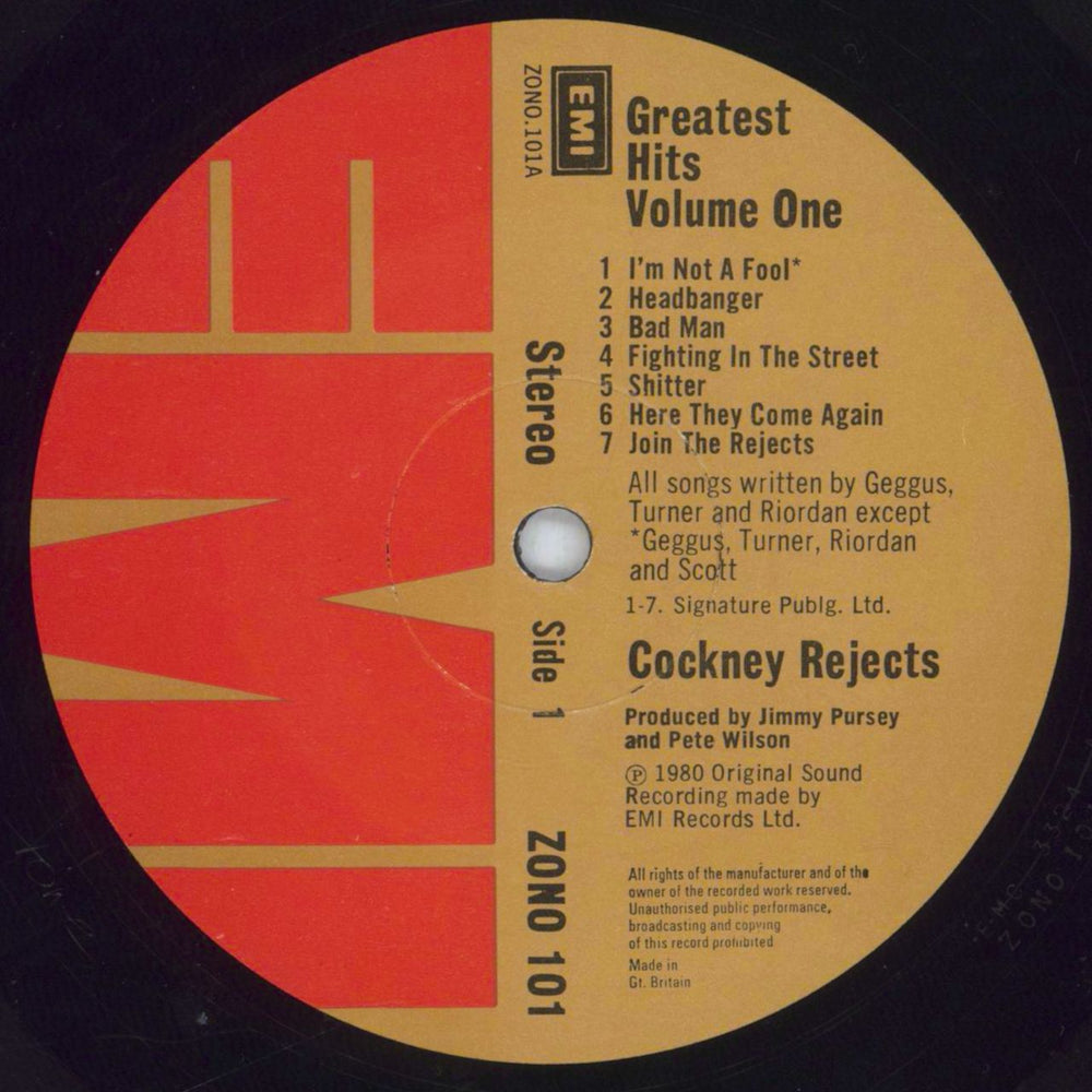 Cockney Rejects Greatest Hits Vol. 1 - EX UK vinyl LP album (LP record) CKNLPGR818564