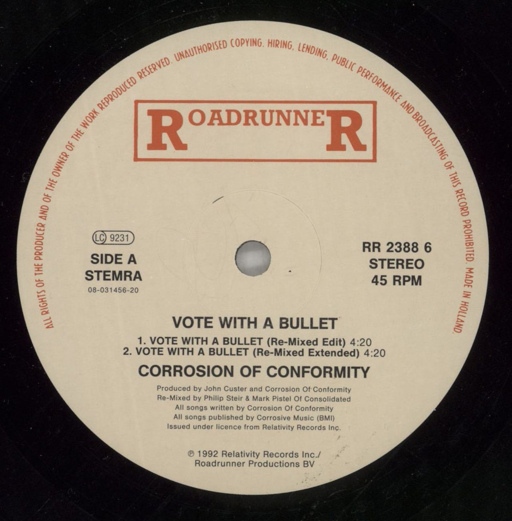 Corrosion Of Conformity Vote With A Bullet - Consolidated Remix Version Dutch 12" vinyl single (12 inch record / Maxi-single) CRN12VO553362