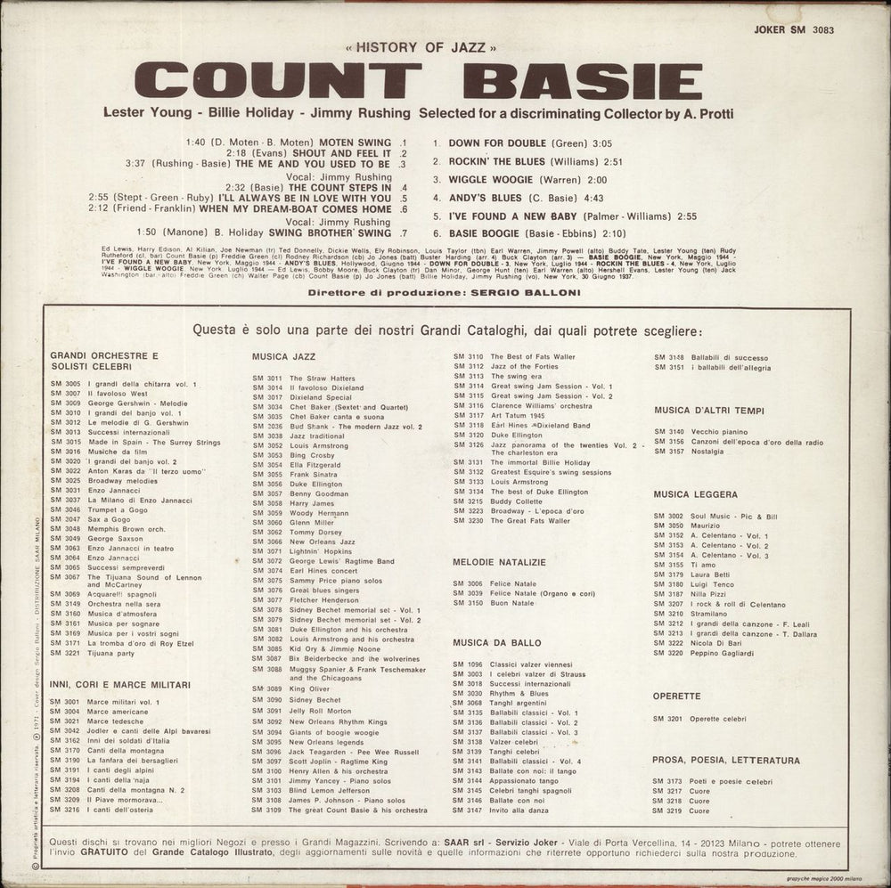 Count Basie At Savoy Ballroom 1937-1944 - EX Italian vinyl LP album (LP record)