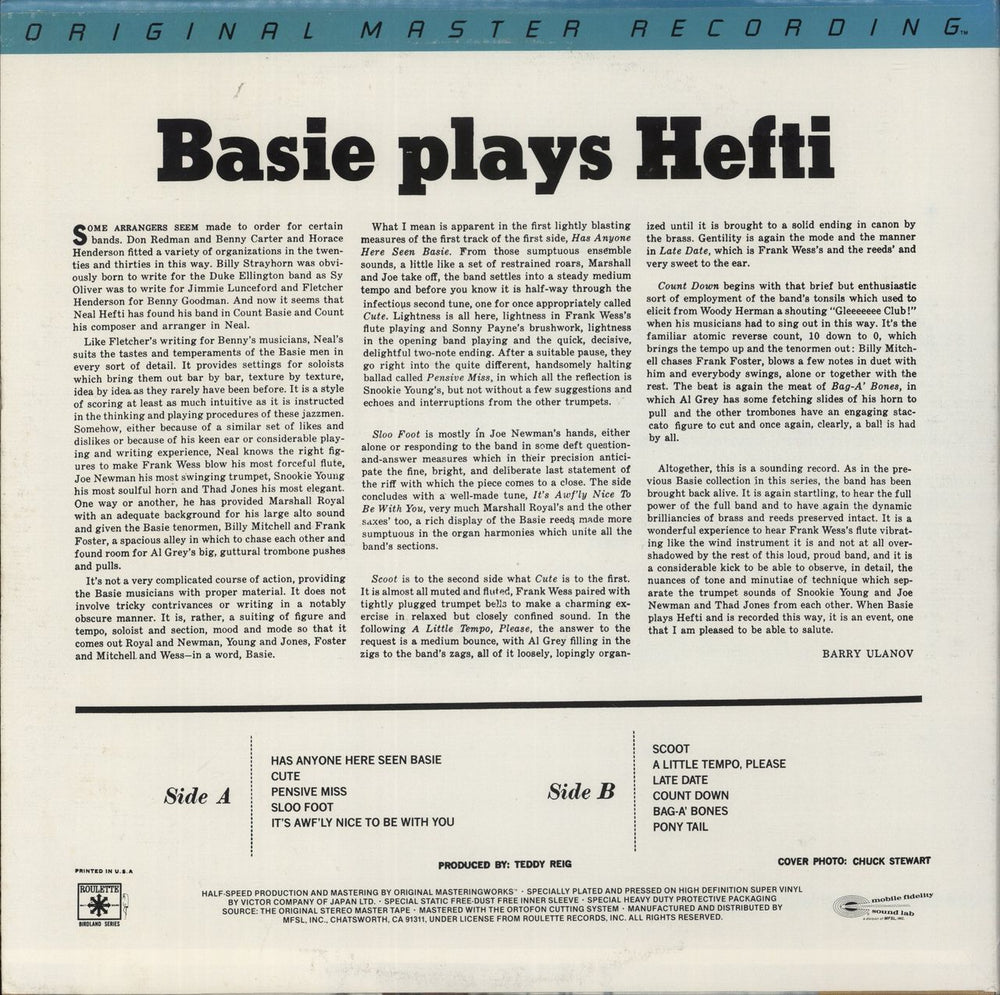 Count Basie Basie Plays Hefti French vinyl LP album (LP record)