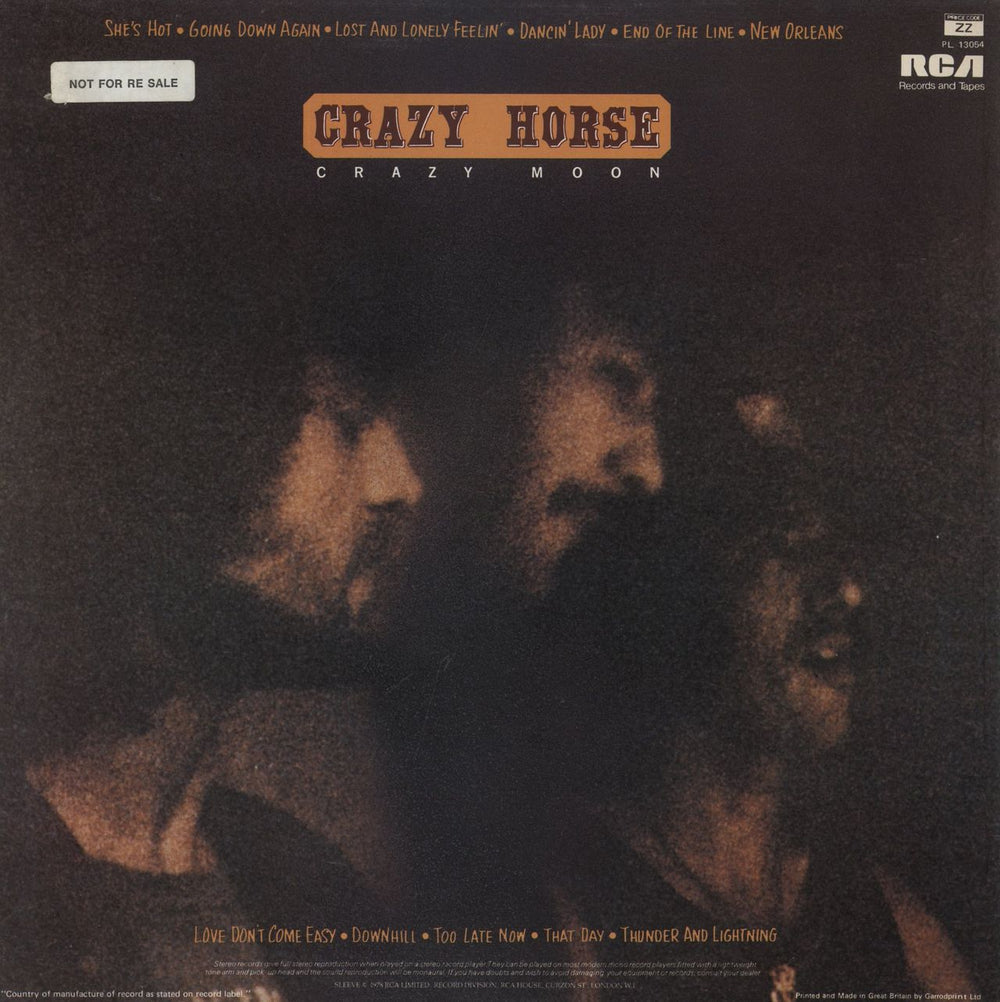 Crazy Horse Crazy Moon - Promo sticker UK vinyl LP album (LP record)