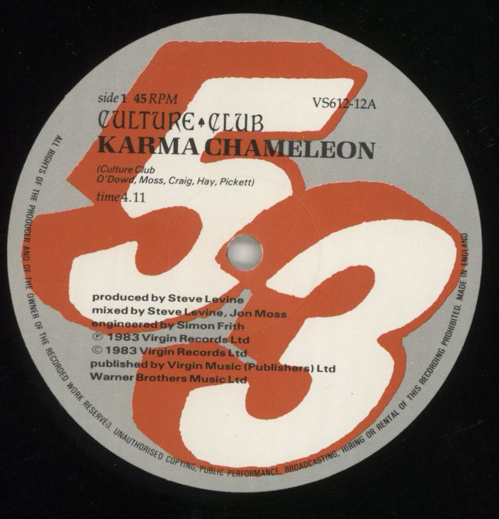 Culture Club Karma Chameleon UK 12" vinyl single (12 inch record / Maxi-single) CUL12KA14135