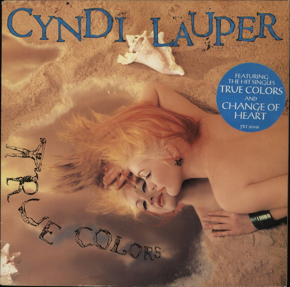 Cyndi Lauper True Colours + Inner - Hype-Stickered UK vinyl LP album (LP record) PRT26948