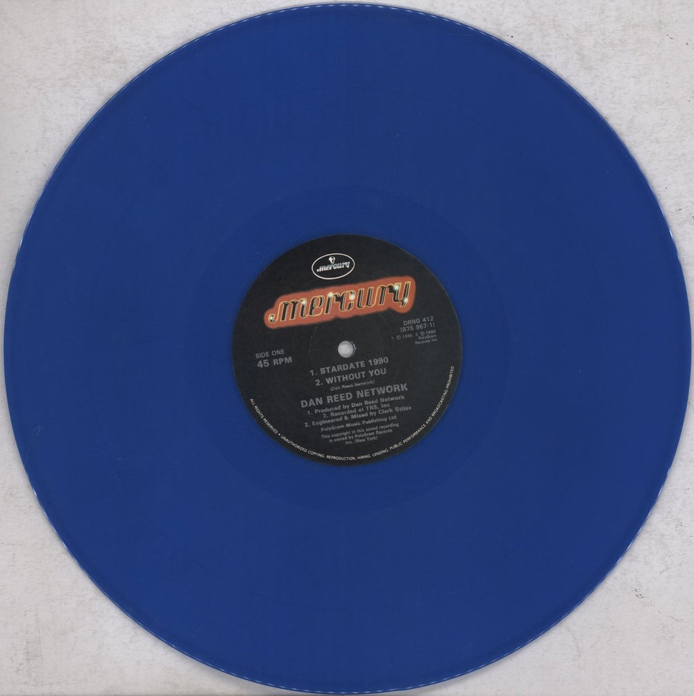 Dan Reed Network Stardate 1990 - Blue Vinyl UK 12" vinyl single (12 inch record / Maxi-single) DRN12ST841558