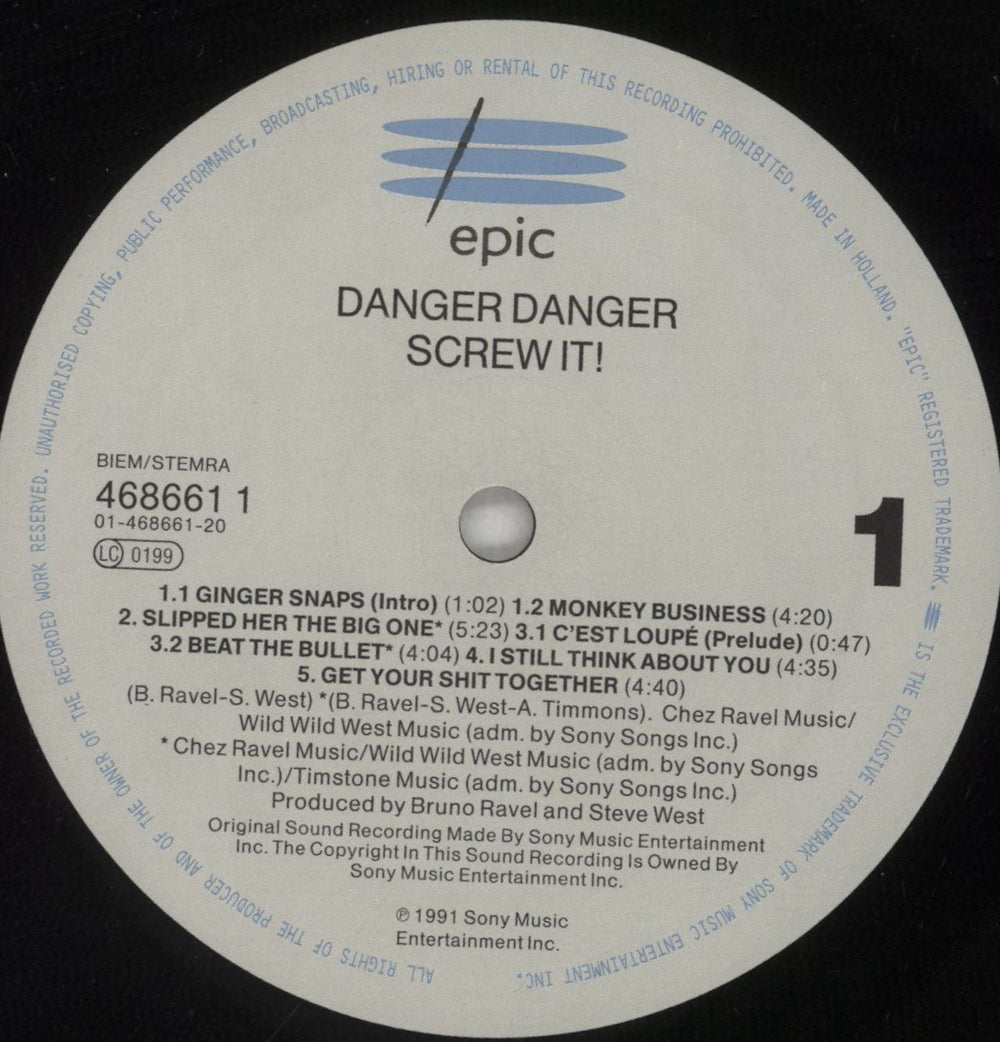 Danger Danger Screw It! - Hype Stickered - VG UK vinyl LP album (LP record) D-DLPSC882004