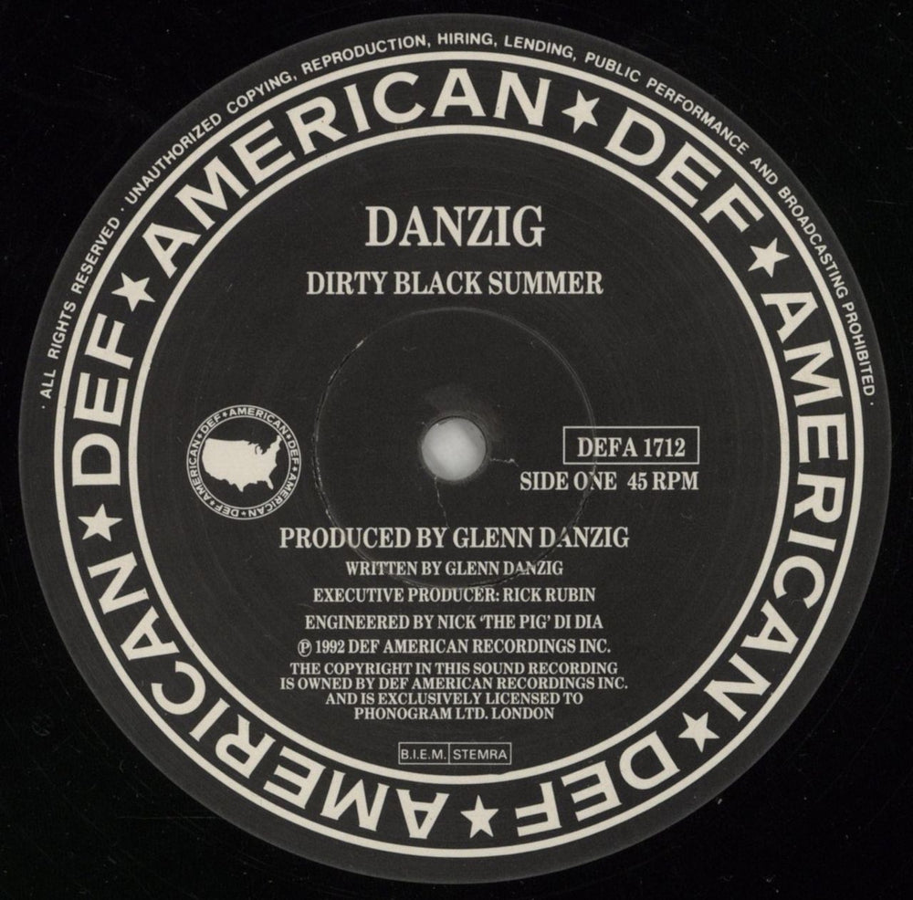 Danzig Dirty Black Summer - VG UK 12" vinyl single (12 inch record / Maxi-single) ZIG12DI869949