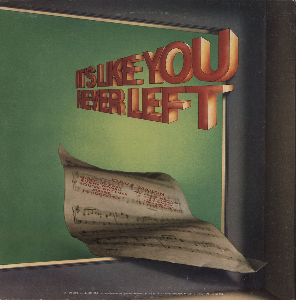 Dave Mason It's Like You Never Left US vinyl LP album (LP record)