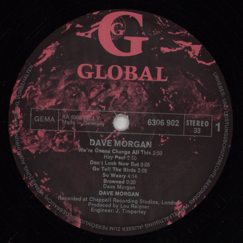 Dave Morgan Dave Morgan German vinyl LP album (LP record) 7N5LPDA841997