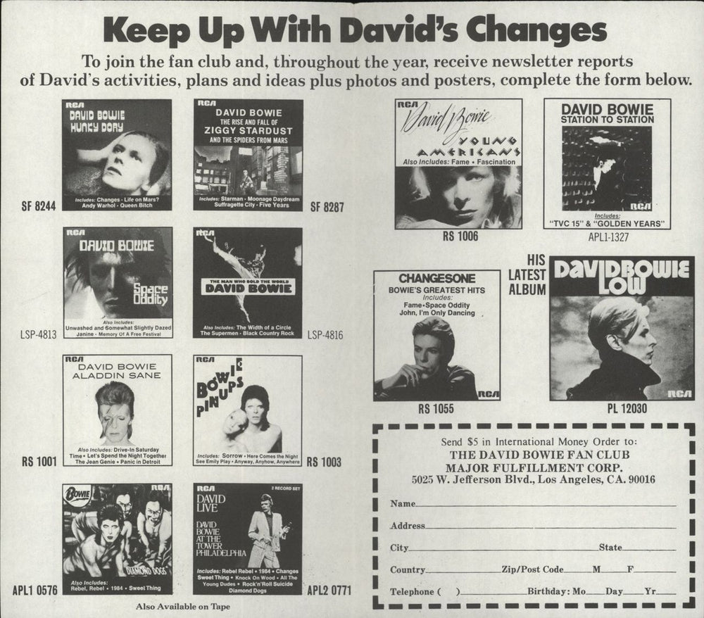 David Bowie Heroes - 1st (A) - Laminated - EX - Fan Club insert UK vinyl LP album (LP record)