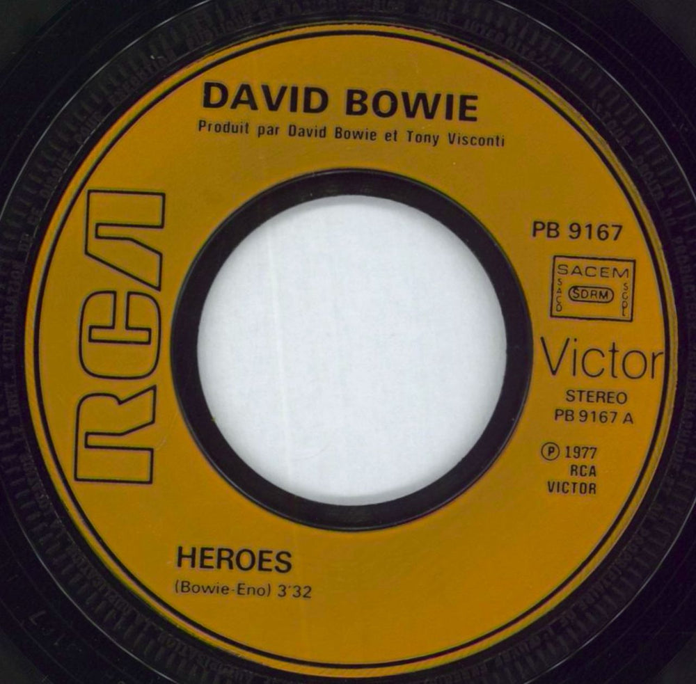 David Bowie Heroes French 7" vinyl single (7 inch record / 45) BOW07HE82002