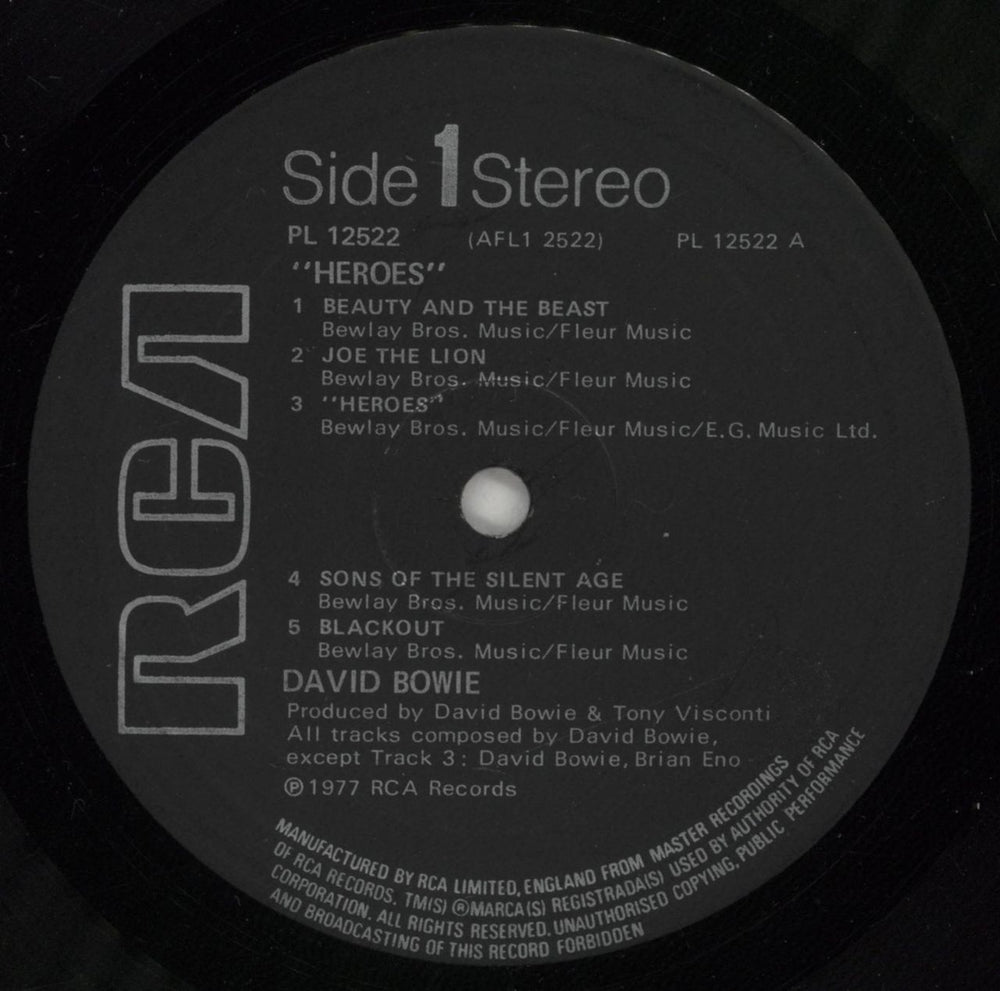 David Bowie Heroes - Laminated - Black Label UK vinyl LP album (LP record) BOWLPHE877319