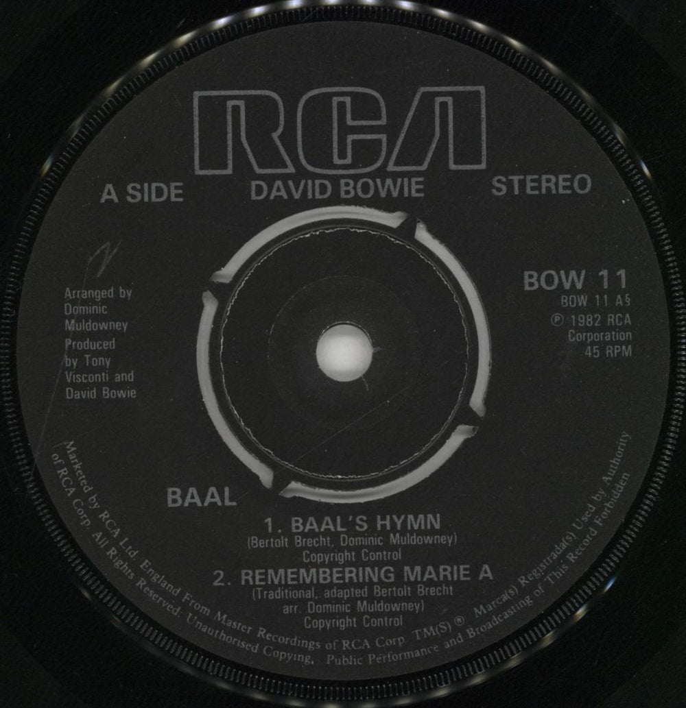 David Bowie In Bertolt Brecht's Baal EP UK 7" vinyl single (7 inch record / 45) BOW07IN42588