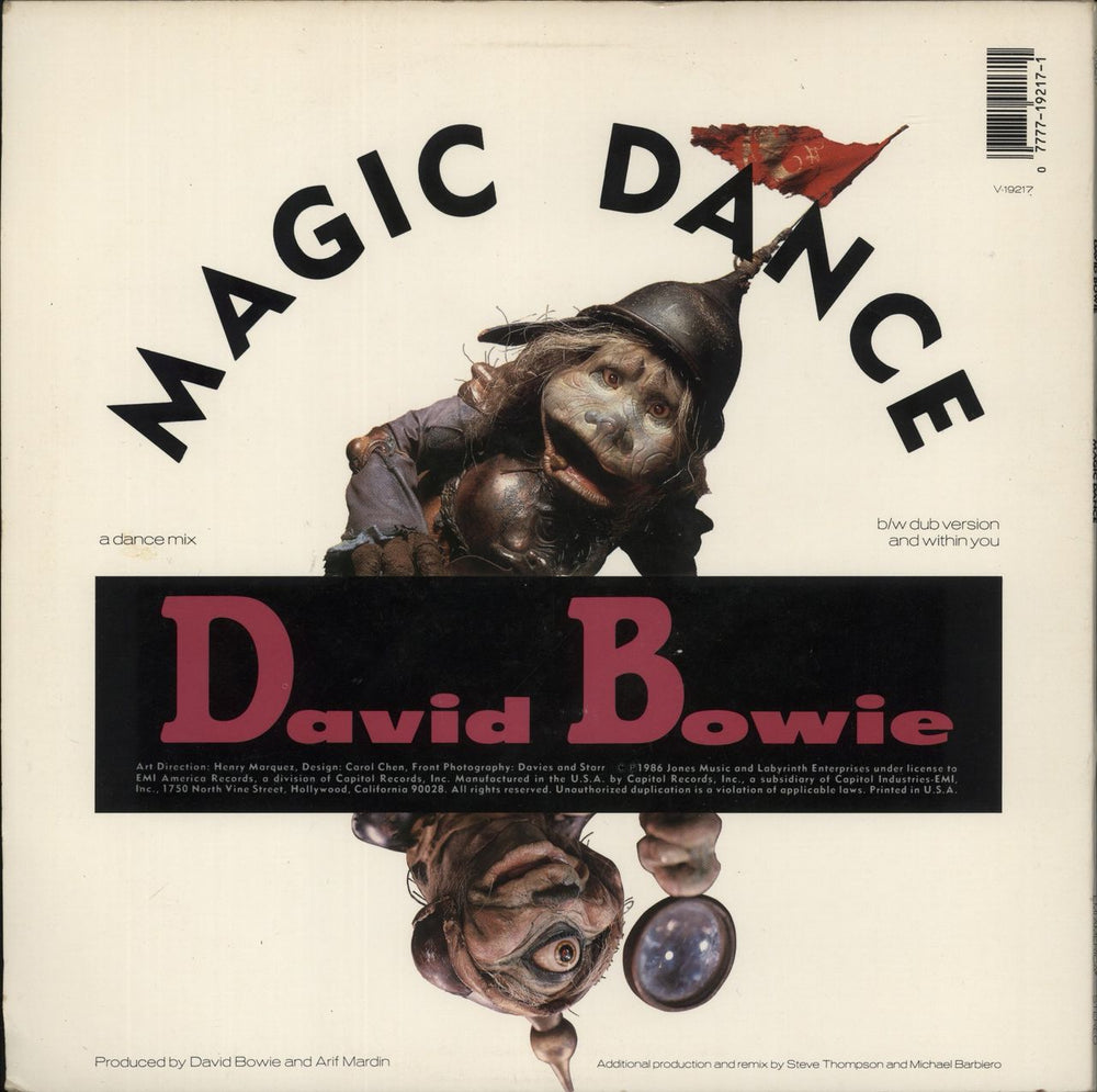 David Bowie Magic Dance US 12" vinyl single (12 inch record / Maxi-single) 077771921711