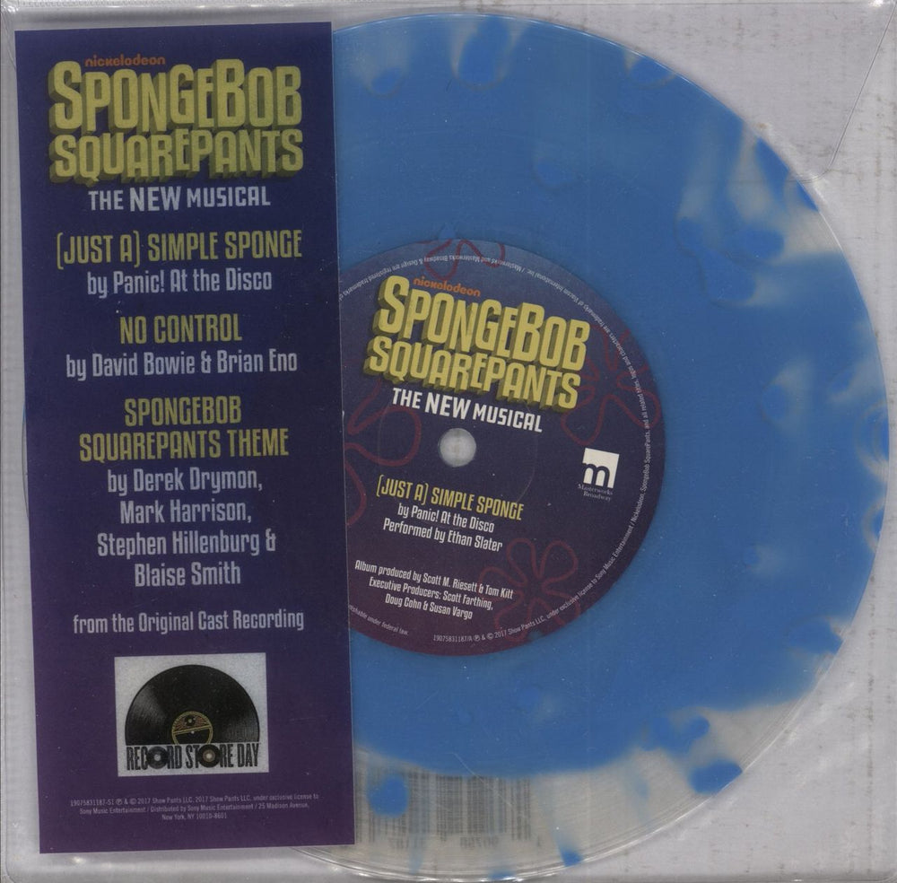 David Bowie Spongebob Squarepants The New Musical - Blue & Clear Marbled Vinyl US 7" vinyl single (7 inch record / 45) 19075831187-S1