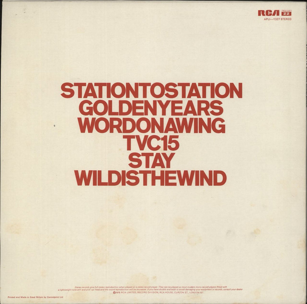 David Bowie Station To Station - 1st - VG + Insert UK vinyl LP album (LP record)