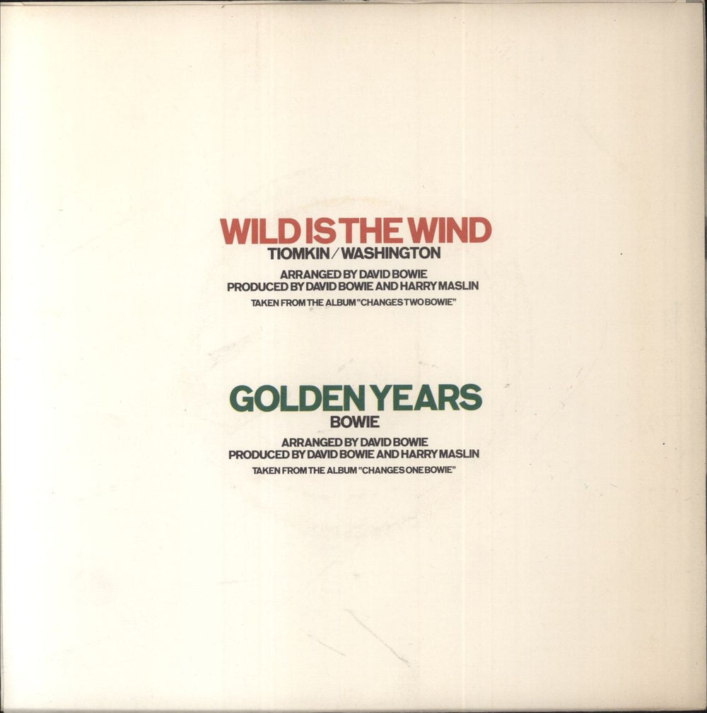 David Bowie Wild Is The Wind German 7" vinyl single (7 inch record / 45)