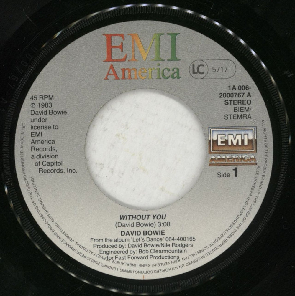David Bowie Without You - WOS Belgian 7" vinyl single (7 inch record / 45) BOW07WI456520
