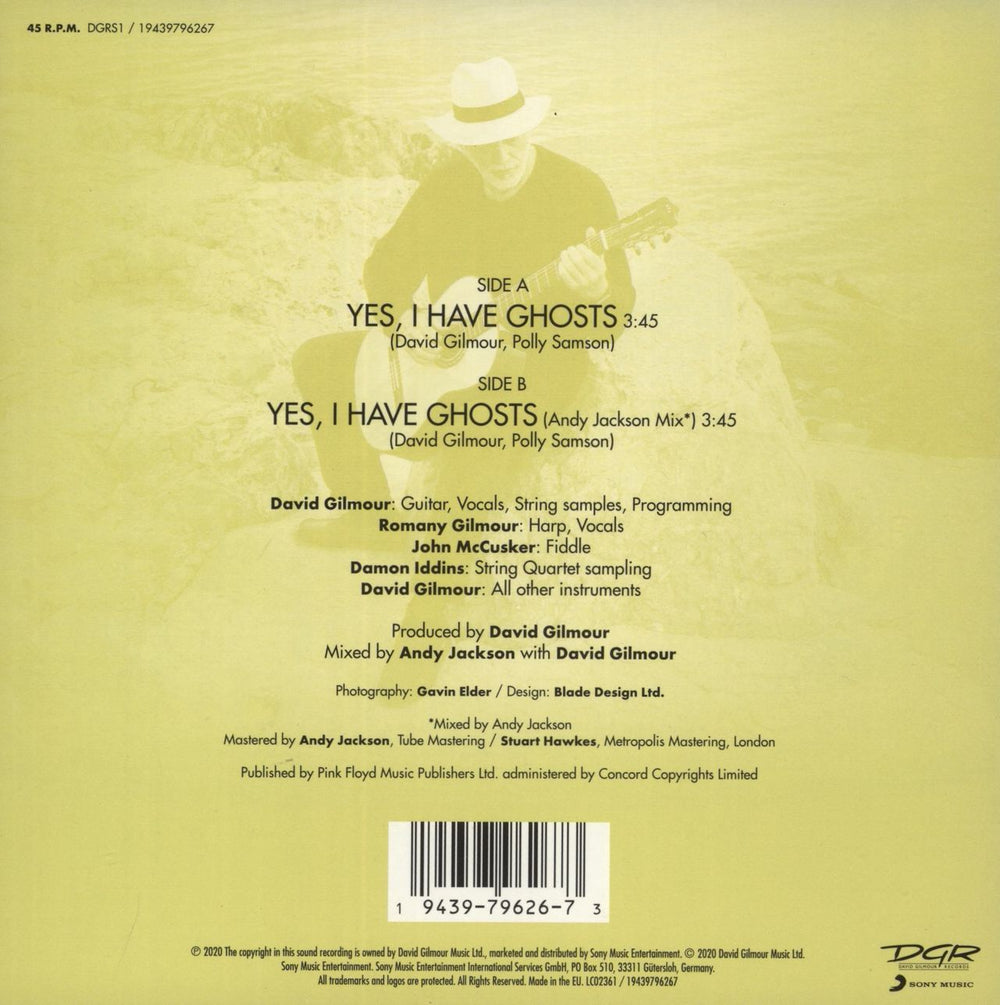 David Gilmour Yes I Have Ghosts - RSD 2020 UK 7" vinyl single (7 inch record / 45) 194397962673