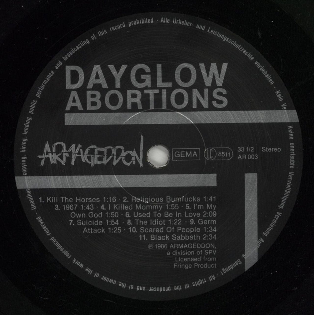 Dayglo Abortions Feed Us A Fetus German vinyl LP album (LP record) 9C6LPFE867476