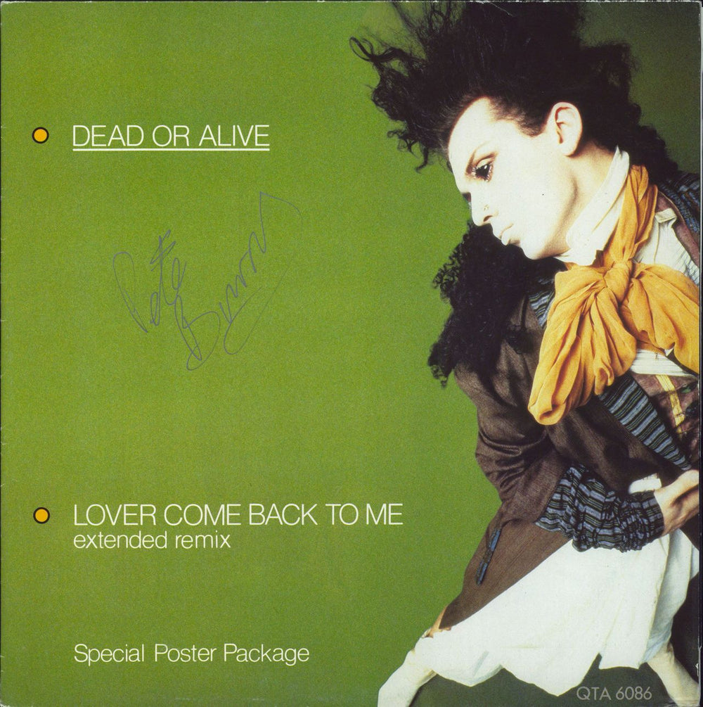 Dead Or Alive Lover Come Back To Me - Autographed Poster Sleeve UK 12" vinyl single (12 inch record / Maxi-single) QTA6086