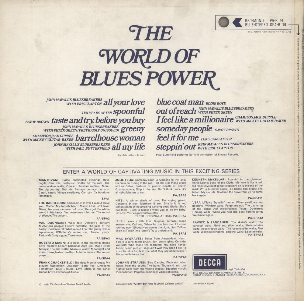 Decca The World Of Blues Power - Vol 1 UK vinyl LP album (LP record)