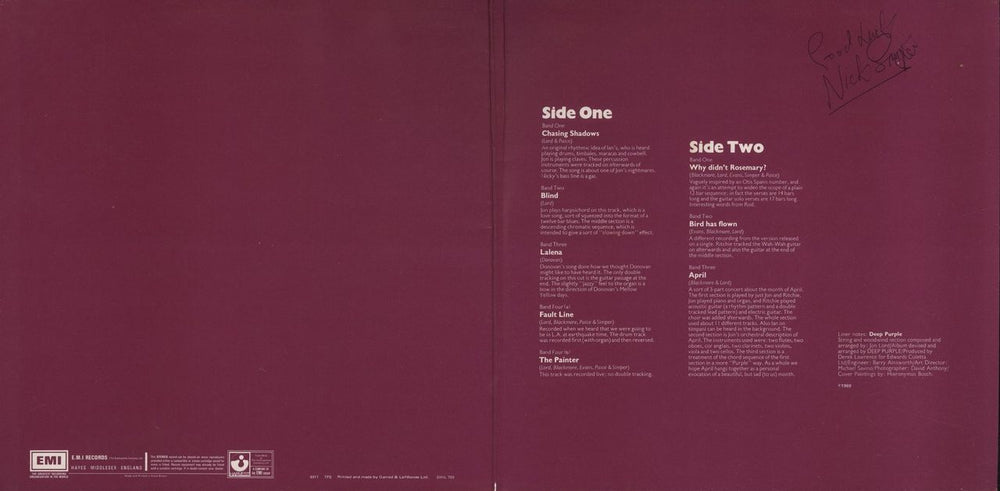 Deep Purple Deep Purple - 3rd - Autographed UK vinyl LP album (LP record)