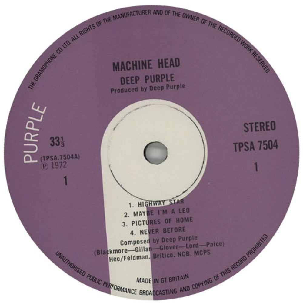 Deep Purple Machine Head - 1st + Insert - EX UK vinyl LP album (LP record) DEELPMA56701