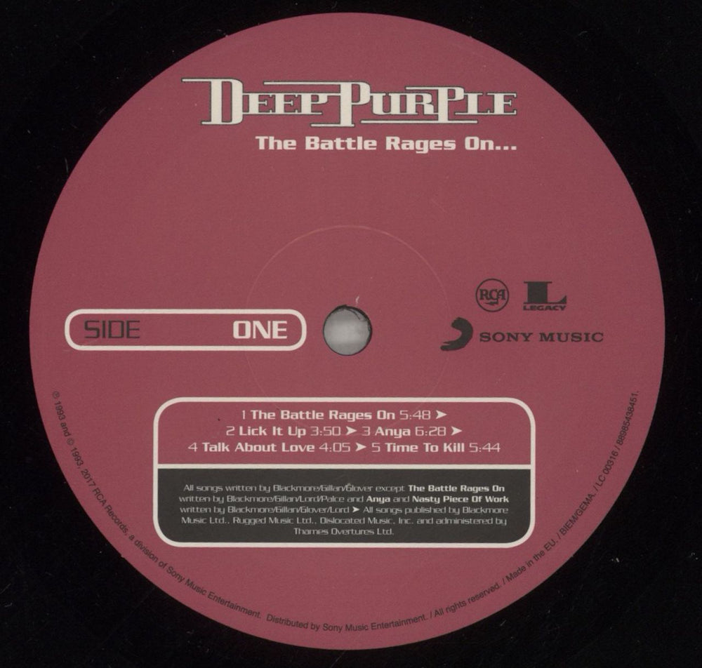 Deep Purple The Battle Rages On - 180gm UK vinyl LP album (LP record) DEELPTH880034